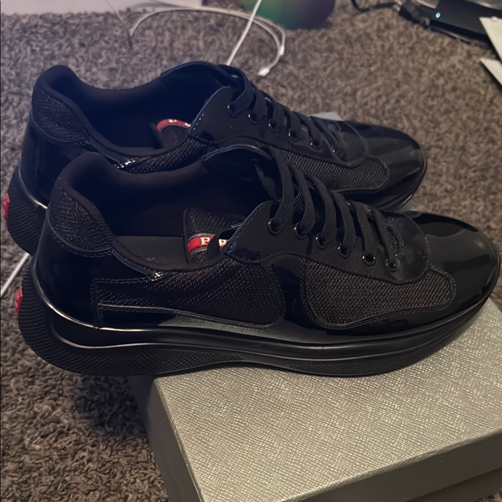 Prada Black Sneakers Sleek Minimalist Design - Picture 2 of 5